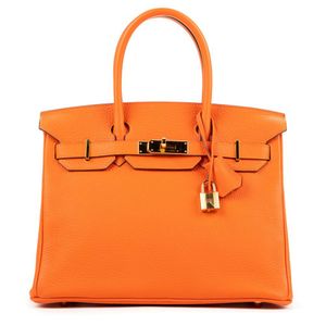 Hermes 30cm Lagoon Togo Leather Palladium Plated Birkin Bag