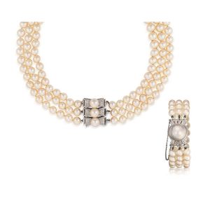Double Strand Pearl Necklace With Diamond Clasp In #514422, 48% OFF