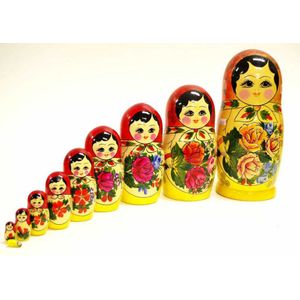 Graduated set painted Russian 'Babooshka' dolls graduated wood…
