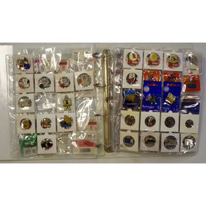 Album of Olympics enamel badges with 10 sheets containing…