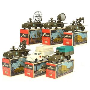 Six Tekno military models, including 950 army covered truck…