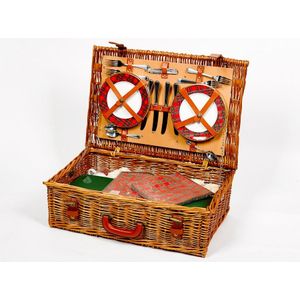 Wicker picnic basket, complete with all utensils, height 20 cm,…