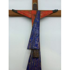 Voitre Marek modelled crucifix, hand painted and enamelled,…
