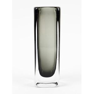 Orrefors Grey Sommerso Square Form Swedish Art Glass Vase ...