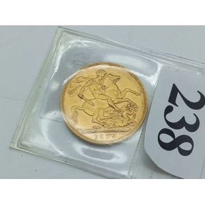Solid gold full sovereign, 1909 Perth mint mark, Edward VII and…