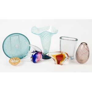 art glass vases, fish and bear ornaments, Murano glass dish etc,&hellip;
