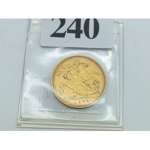 Solid gold half sovereign, 1893 Sydney mint, Queen Victoria and…