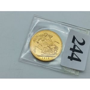 Solid gold full sovereign, 1912 Melbourne mint mark, Edward VII…