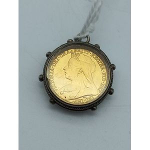 Gold three Pence coin, English three pence coin dated 1901 in a…