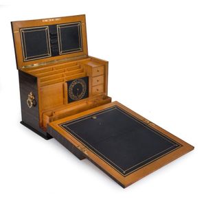 A superb quality writing box compendium, coromandel with brass…