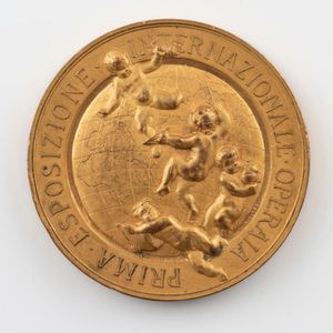 Esposizioni Rivnite Milano, 1894 a gilt bronze medal by A.…