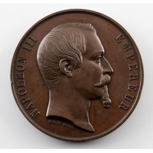 Emperor Napoleon III copper medal by Barre; 60 mm; 115 grams.…