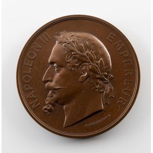 Third Prize Medal: Obverse: bust of Emperor Napoleon III signed…