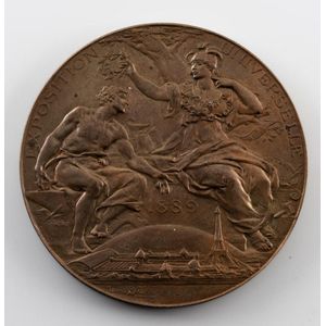 Bronze medals (2) by Bottee (63 mm, 103g.) the first awarded to…