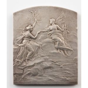 Two plaques Expositiunea Generala Romana Din, 1906 a brass…