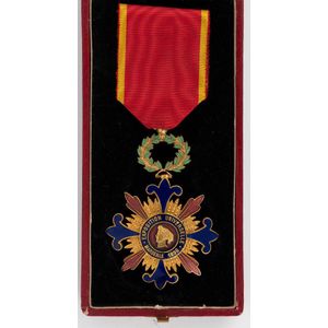 Exposition Universelle Marseille 1896, a gilt metal medal, red,…