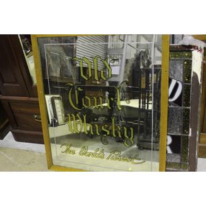 Large framed advertising bar mirror, Old Court Whisky, 98 cm x…