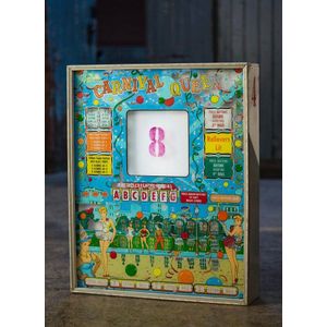 A 1960s 'Bally Carnival Queen' pinball lightbox, wooden frame,…