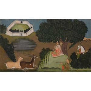 A Mughal miniature painting, Bazar Mughal, Northern India,…