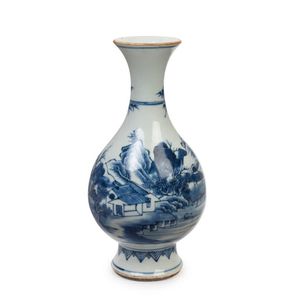 A blue and white vase Qing dynasty, 18th century, the…