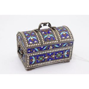 Russian enamel silver chest, Russian 84 silver and enamel dome…