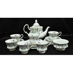 A Royal Doulton Brambly Hedge miniature tea service to include tray, tea  pot, 2 x cups, 2 x plates