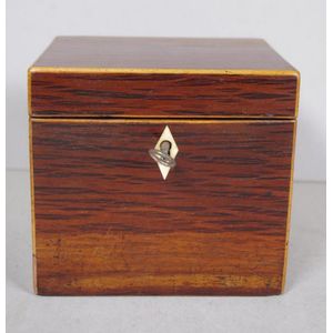 George III casuarina cube caddy strung in boxwood and with…
