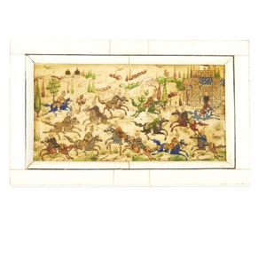 A hand painted Islamic scene on ivory, framed in ivory with old…