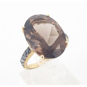 Jan Logan 18ct Yellow Gold Smoky Quartz Dress Ring, Size M - Rings ...