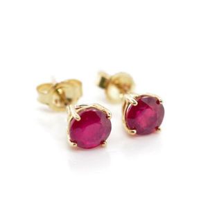 10k Gold Ruby Stud Earrings - Treated, 4.8mm Diameter - Earrings ...