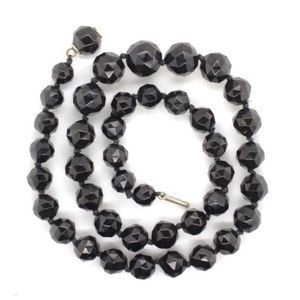 Victorian Whitby jet necklace approx 9-15 mm faceted beads.&hellip;