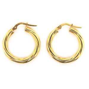 375 Italy A&C 9ct Gold Hoop Earrings - 1.37g - Earrings - Jewellery