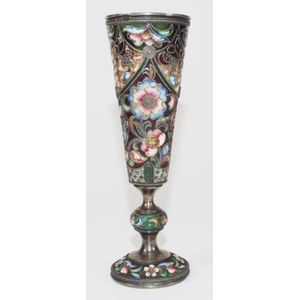 Good Russian silver & enamel kiddush cup stamped Moscow 91,…