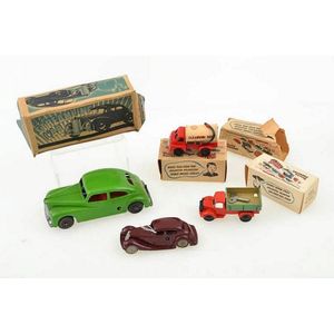 Three Brimtoy Pocketoy models; and Mettoy Streamline car