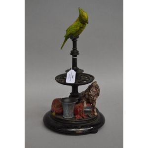 Antique cold painted tobacco pipe stand in the form a parrot…