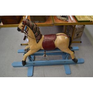 Vintage childs rocking horse, approx 92 cm high, 140 cm long