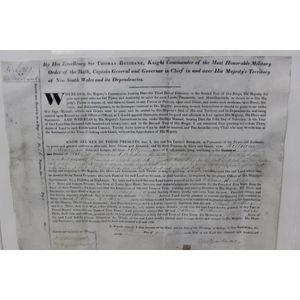 1823 Van Diemen's Land land grant, signed Governor Brisbane,…