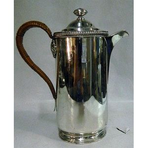 Pain coffee biggin with gadrooned rim & cane handle c. 1810…