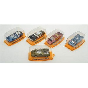 Five Pilen S.A (Spain) models in display cases, including 337…