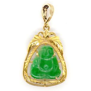 Chinese Gold and carved jade Buddha 
