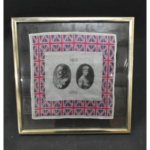 A framed Silver Jubilee handkerchief 1910 - 1935 of King George…