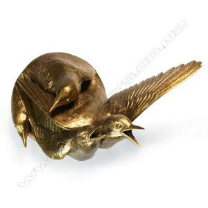 Katherine Rutecki Come: Six Brass Birds in Playful Flight - Zother incl. carved Western ...