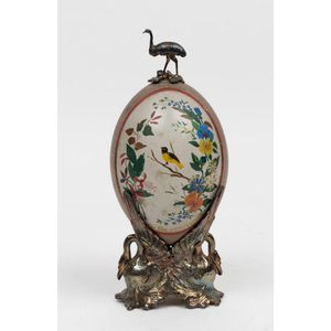An Australian silver plate mounted and painted emu egg, late…