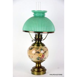 French Ceramic Fuel Lamp with Floral Designs - Lamps - Kerosene, oil ...