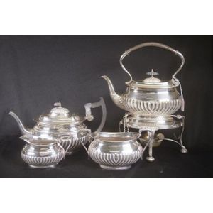 Good four piece silver plate teaset including teapot, kettle on…