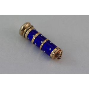 Victorian fob propelling pencil with blue enamel, approx 3.5 cm…
