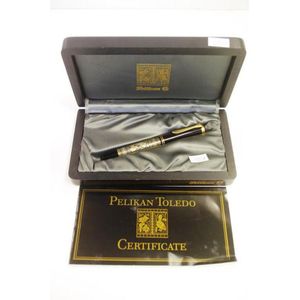 Pelikan fountain pen, with etched pelikan design of sterling…