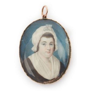 A Georgian handpainted miniature, the oval hand painted and…