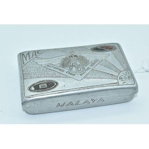 World War II trench art POW tobacco box