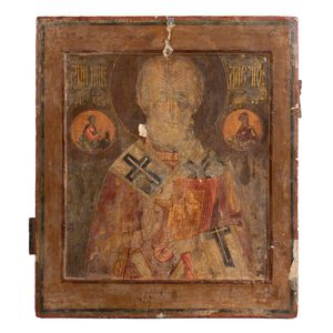 A Russian Orthodox icon, 19th century, depicting Saint Nicholas…